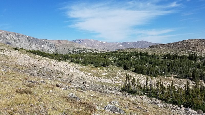 From trail 088 to Lake Angeline, Looking toward the direction of Seven Brothers Lakes, Bighorn Mountains, Wyoming.