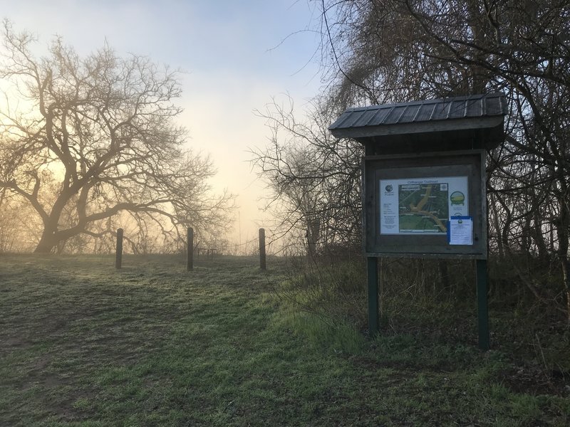 Cliffhanger kiosk in the morning mist.