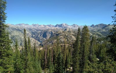 Fremont Peak, 13,745 feet., is the massive mountain, center right, as seen looking north from Photographers Point along Pole Creek Trail.