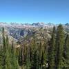 Fremont Peak, 13,745 feet., is the massive mountain, center right, as seen looking north from Photographers Point along Pole Creek Trail.