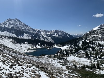 Copper Lake from the traverse headed to the pass.