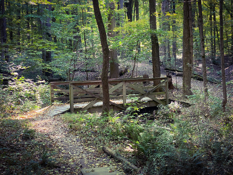 Bridge over a creek bed along Russell Uplands' Hickory Trace.