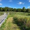 There are several wooden bridges along the trail where Otter Creek passes. When the photo was taken the creek was dry.