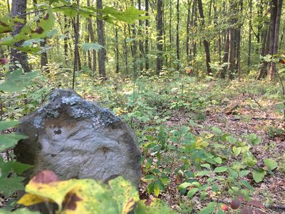 Worn tombstone at Sand Spring Cemetery