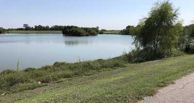 Flood control lake at Arthur Storey Park, from the Outer Loop Trail.