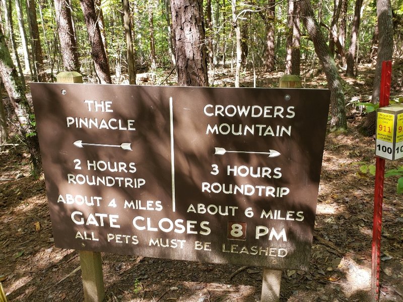 The sign located at the T-intersection from the visitor center.