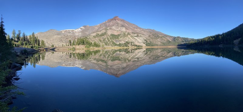 South Sister reflected in the Largest of the Green Lakes.