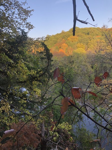 Looking across the river at the opposing bluffs.