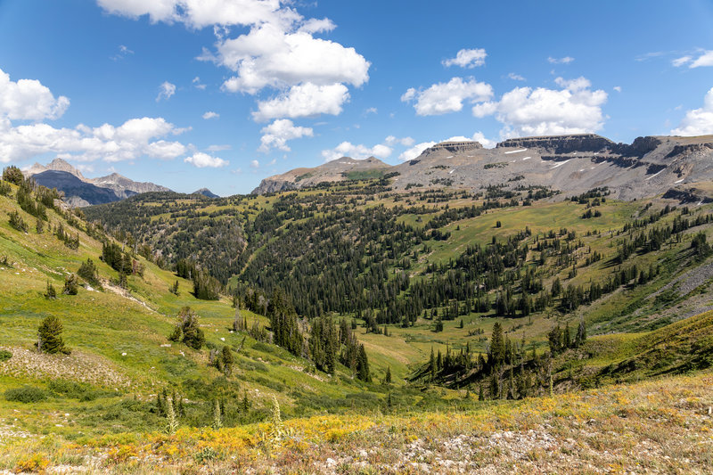 Looking into Death Canyon from Fox Creek Pass.