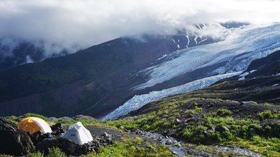 Tents over the Coleman Glacier