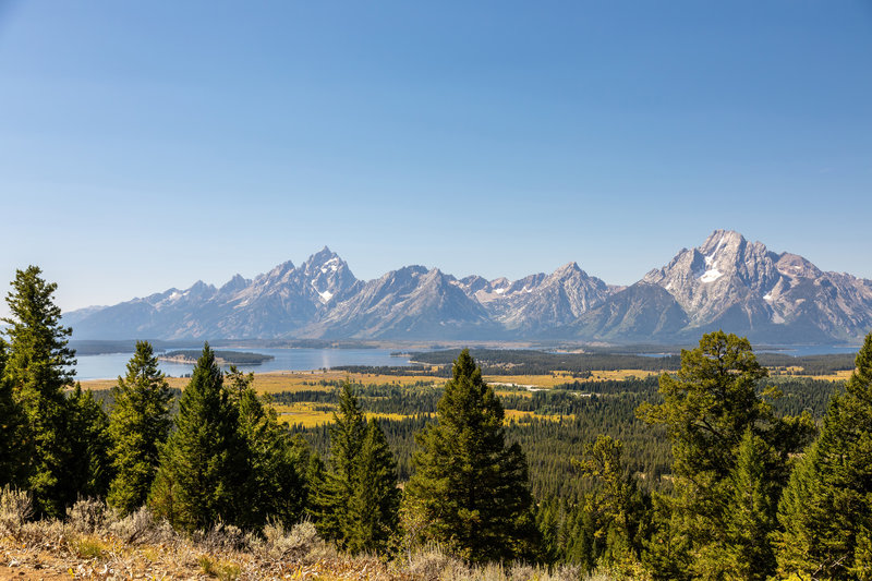 Jackson Lake and the Teton Range from Grand View Point.