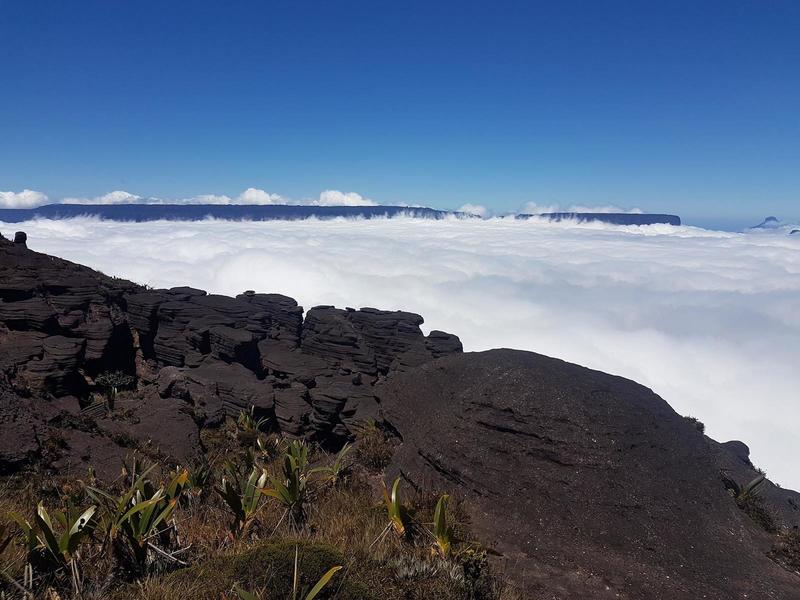 Looking west into a sea of clouds.