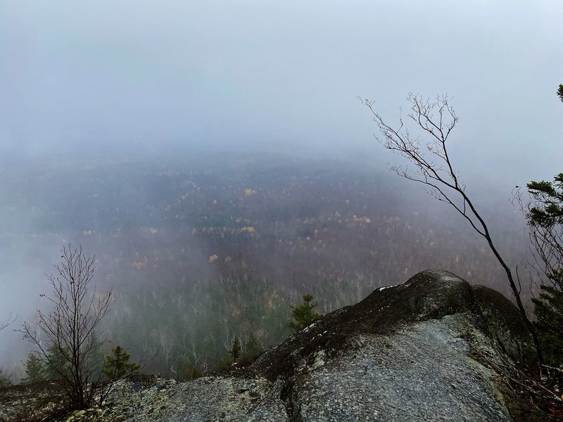 View from the ledge on Pine Mountain on a foggy day.