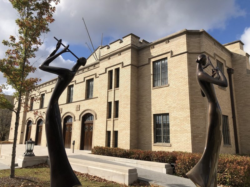 Sculptures near the Jim & Joyce Faulkner Performing Arts Center.