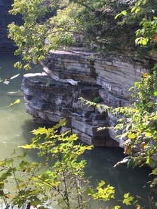 Beautiful rock face with resting log.