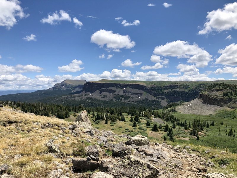 Beginning the descent off the Flat Tops