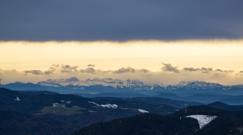 View of Swiss Alps from the top.