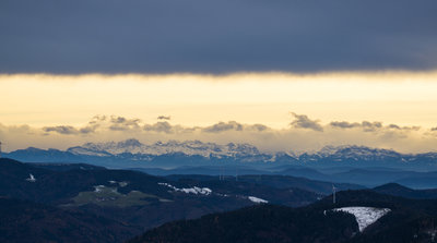 View of Swiss Alps from the top.