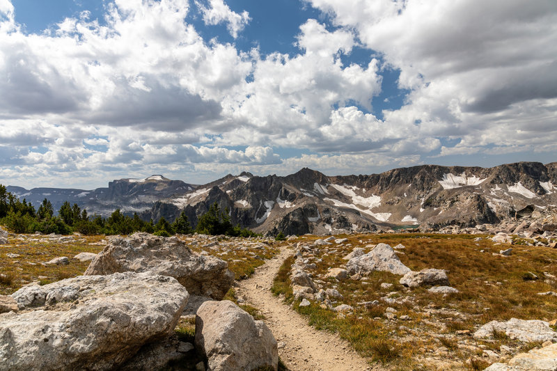 Walking across Paintbrush Divide towards North Fork Cascade Canyon