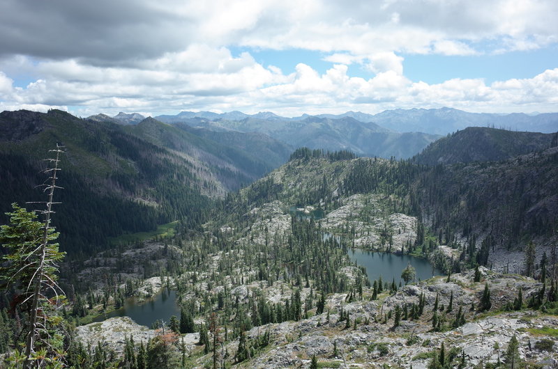 The Cuddihy Lakes from the trail as you approach them.