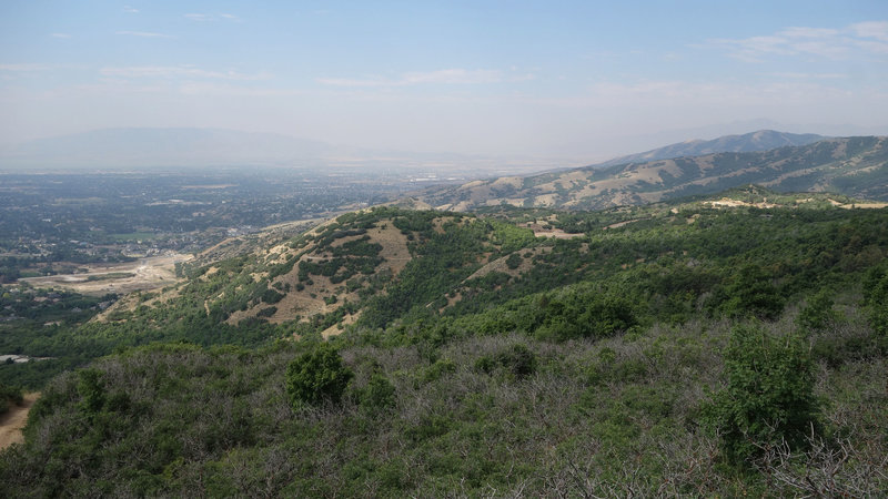 View southwest from First Hamongog Trail in a summer of western wildfires