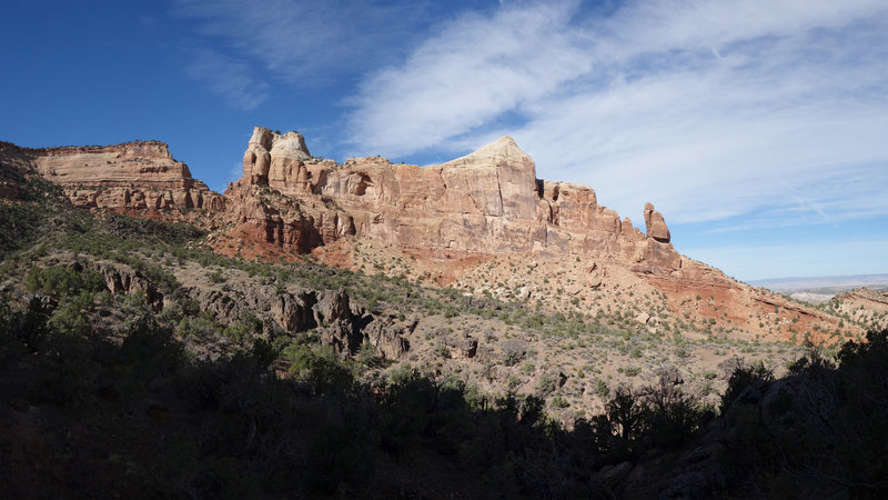 Panoramic view of a sandstone sheet to the northwest from the Wedding Canyon Trail