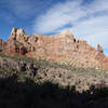 Panoramic view of a sandstone sheet to the northwest from the Wedding Canyon Trail