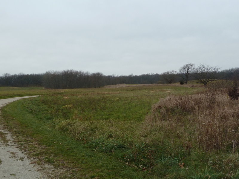 Showing grass mounds in distance created by glaciers.