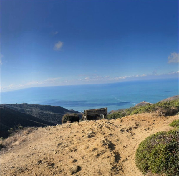 This is a bench just up the hill from Four Corners on Old San Pedro Mountain Road. Four Corners is a junction of many paths and trails covering the mountain.