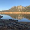 View of Shasta Caverns on Shasta Lake.