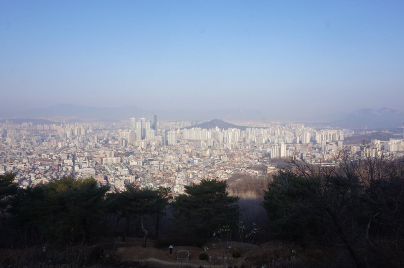 Greater Seoul from half way up Mangu Cemetery Park.