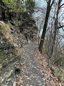 Rocks on one side, cliff on the other
