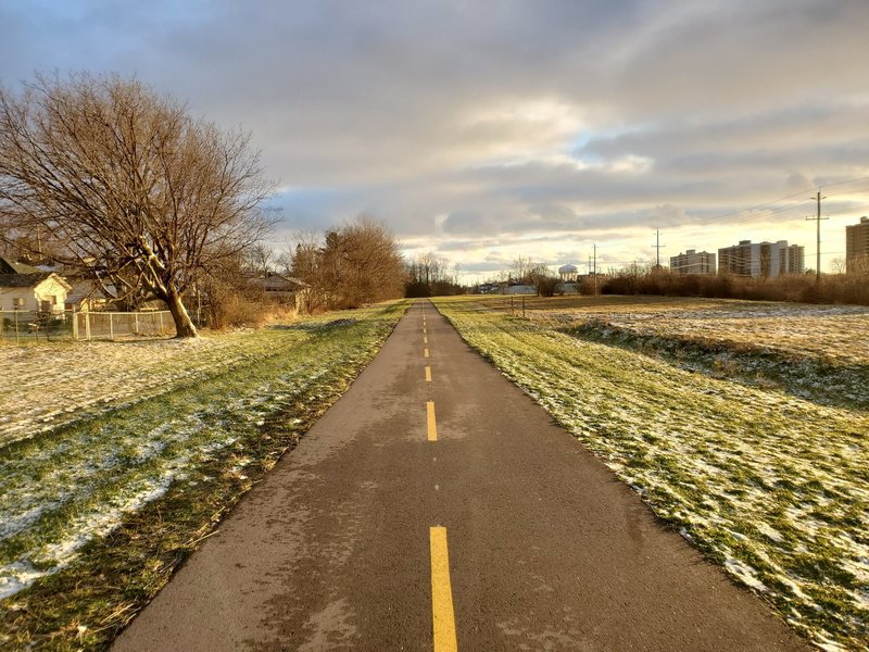 Wintery Leroy Grant Pathway at sunset.