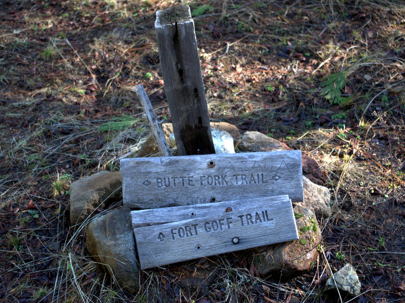 Sign (as of 2015) at the trail junction in Cedar Basin.