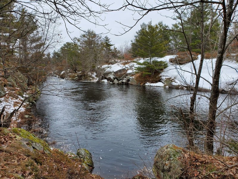 Upriver of the rapids in winter.