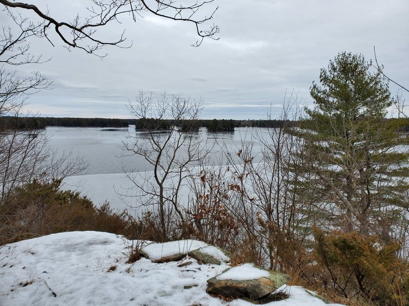 Viewpoint over semi-frozen Second Depot Lake.