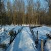 Crossing the marsh bridge.