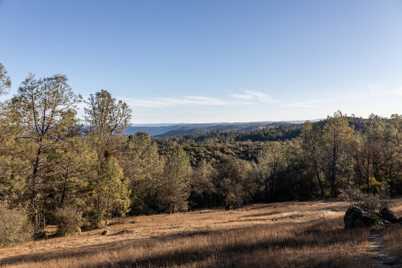 View across the Auburn State Recreation Area from this ascent on Pointed Rocks Trail.