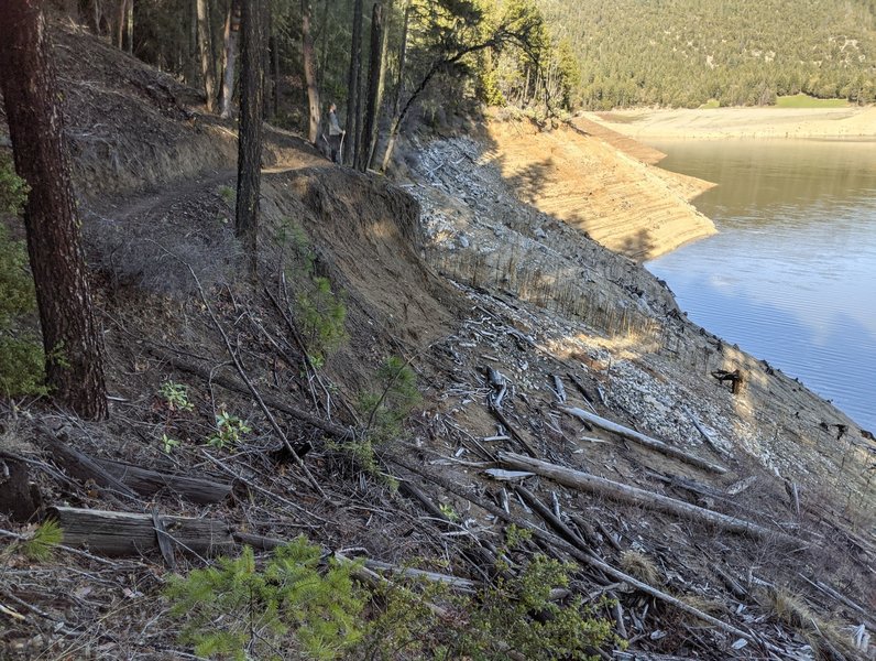 Trail over looking lake, water level extremely low.