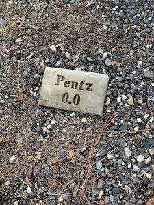 The end trailmark at the intersection of Skyway and Pentz Road.