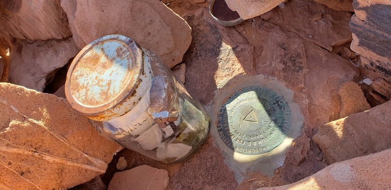 The Mason jar register at a nearby summit.