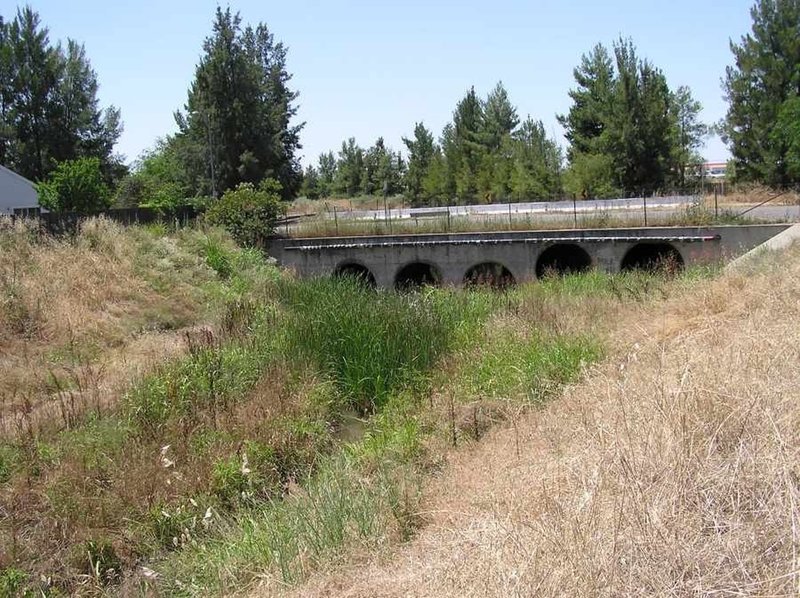 Highway underpass at turning point of trail.