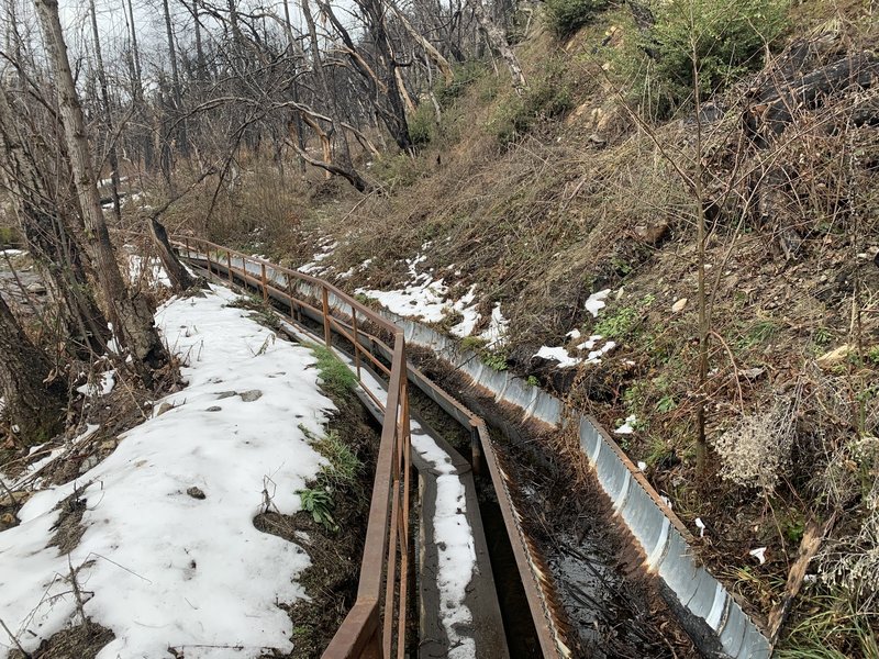 Walkway and ditch.