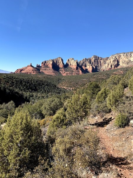 Starting up Casner Canyon, looking back to Sedona.