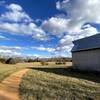 The old barn on a winter day.