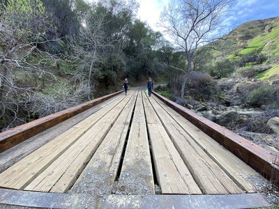 Crossing over a small creek.