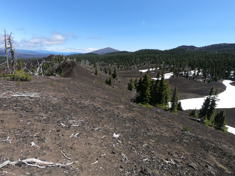 Looking north along 4-in-1- Cone towards Black Crater (Yapoah Crater peeking over ridge on right)