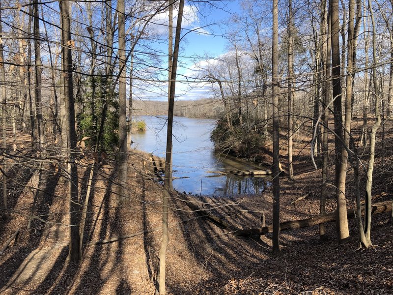 Passing an inlet along the trail.