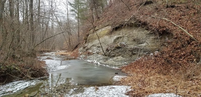 One of many creek crossing with bedrock.