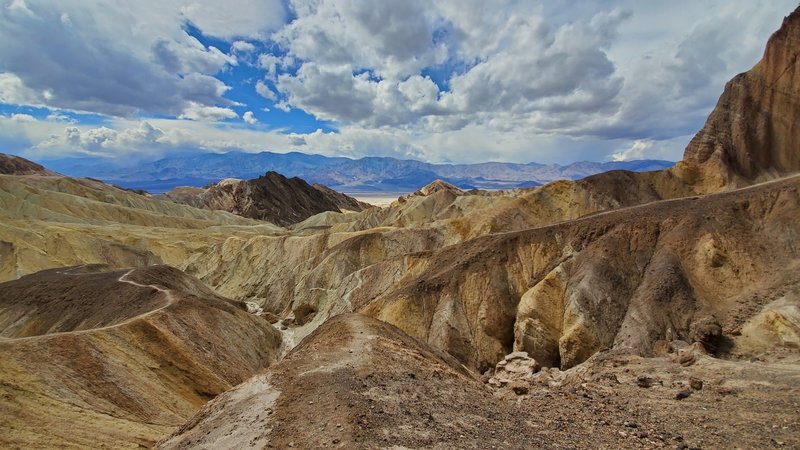 Looking down through Golden Canyon towards the Badlands